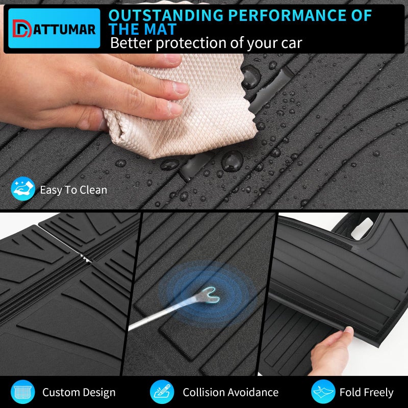 Dattumar Floor Mats Compatible with 2016-2025 2026 Dodge Durango 7-Seater Trunk Mat Cargo Liner All Weather Back Seat Cover 2024 Durango Accessories (Trunk Mat+3rd Row Backrest Mats+Floor Mats) - Image 4