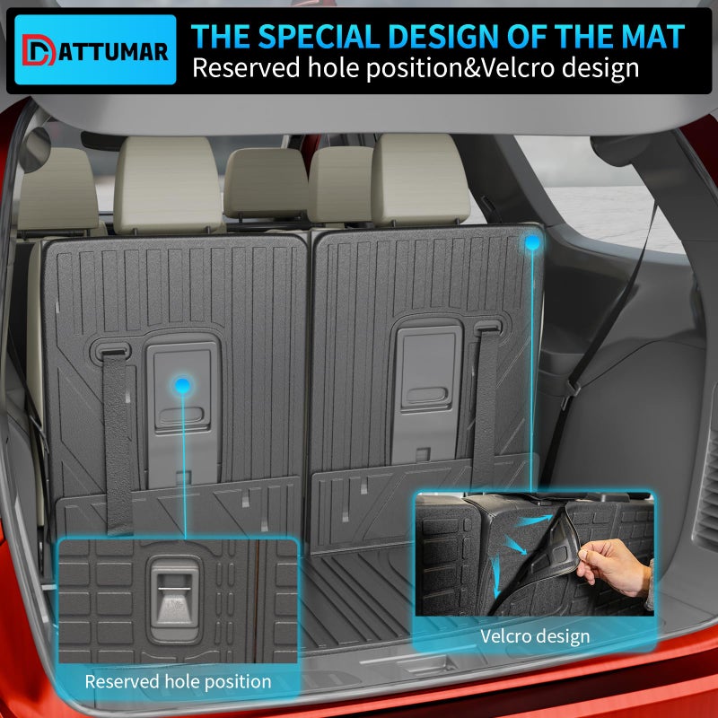 Dattumar Floor Mats Compatible with 2016-2025 2026 Dodge Durango 7-Seater Trunk Mat Cargo Liner All Weather Back Seat Cover 2024 Durango Accessories (Trunk Mat+3rd Row Backrest Mats+Floor Mats) - Image 5