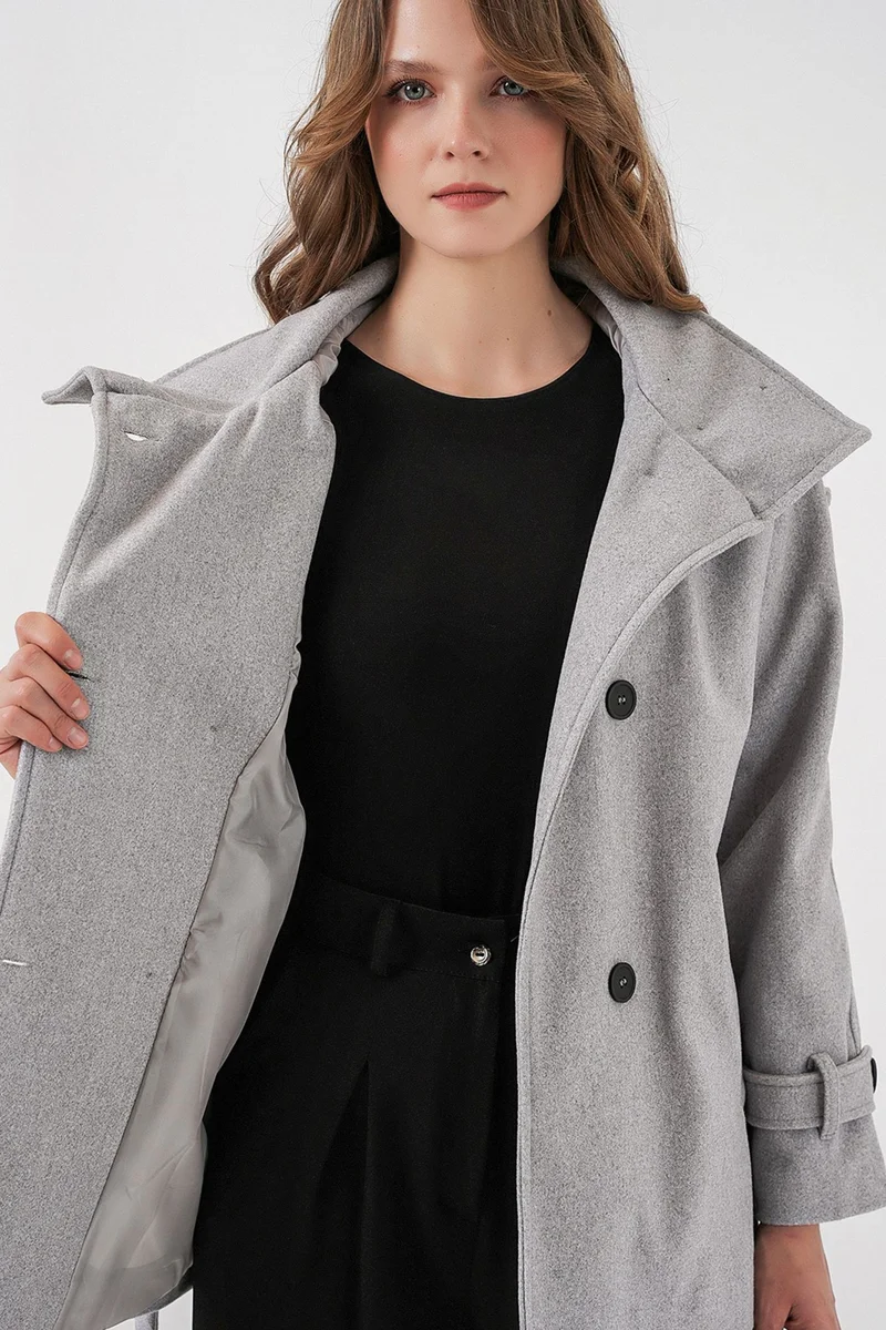 Big Dart  BDART Textured Gabardine Buttoned Coat for Women | Best Price UAE