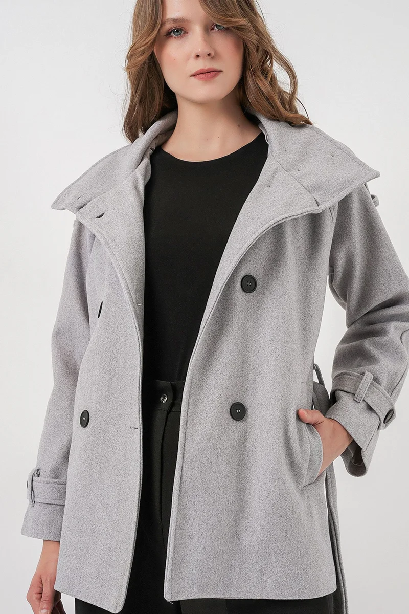 Big Dart  BDART Textured Gabardine Buttoned Coat for Women | Best Price UAE