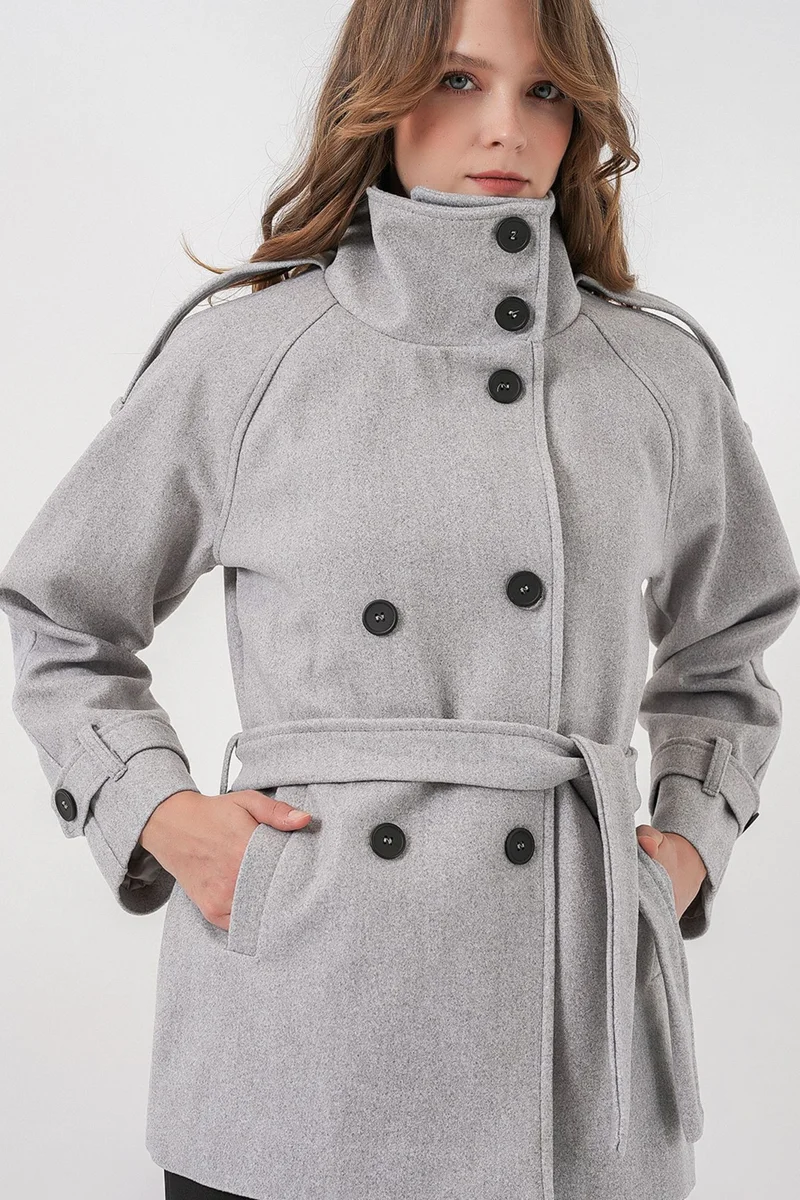 Big Dart  BDART Textured Gabardine Buttoned Coat for Women | Best Price UAE