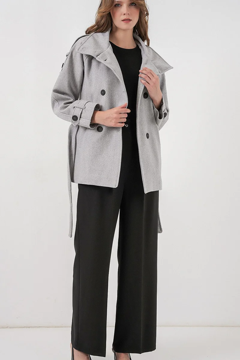Big Dart  BDART Textured Gabardine Buttoned Coat for Women | Best Price UAE