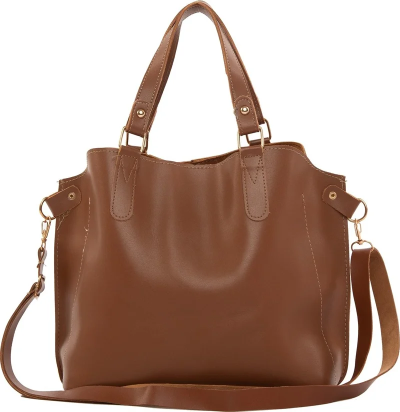 باجموري Tan Three Compartment Bag with Snap Detail