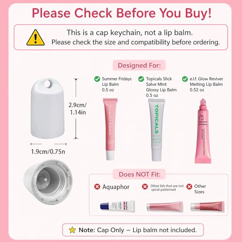LUHOHI 4PCS Lip Balm Cap Keychain With Flower Charms for Summer Fridays, Lip Gloss Holder Keychains Kit for Summerfridays 0.5oz Portable Purse Accessories （No Lip Balm） - Image 2