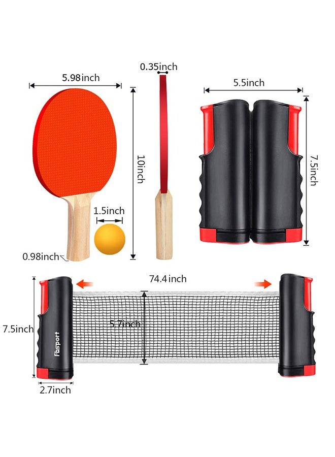 YelaJoy Table Tennis Paddle Set, with Retractable Ping Pong Net, 2 Professional Table Tennis Rackets, 6 Balls, Storage Bag, Ideal Indoor and Outdoor Table Tennis Rackets Set Family Fun, Gift - Image 3