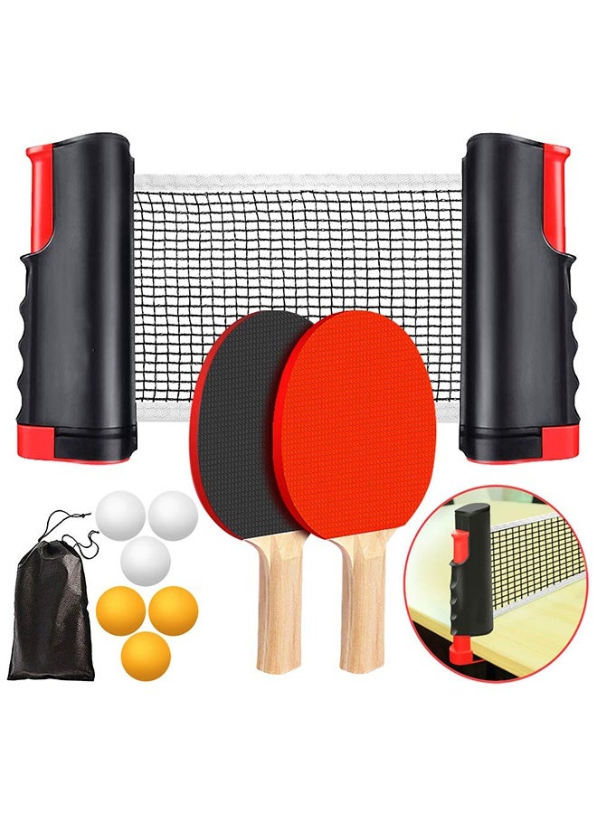YelaJoy Table Tennis Paddle Set, with Retractable Ping Pong Net, 2 Professional Table Tennis Rackets, 6 Balls, Storage Bag, Ideal Indoor and Outdoor Table Tennis Rackets Set Family Fun, Gift - Image 1