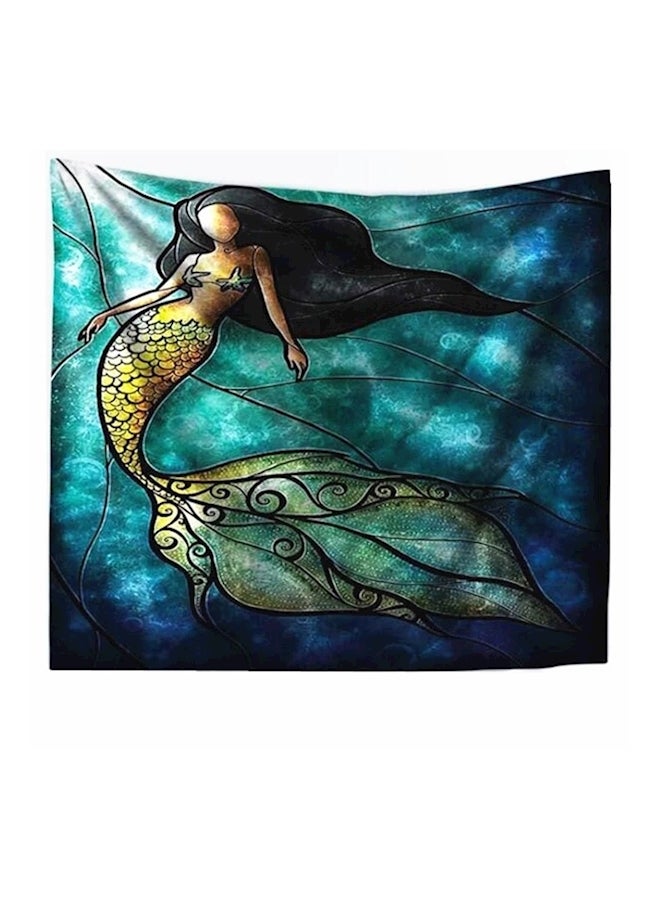 Mermaid Printed Beach Towel Wall Art Multicolour 150X130cm