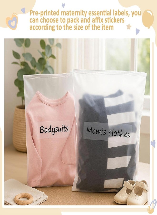 Honoson 30 Pcs Hospital Bags for Labor and Delivery with Stickers Resealable Hospital Essentials Organizing Pouches Frosted Zipper Plastic Mommy Maternity Bag for Newborn First Time Baby Shower - Image 5