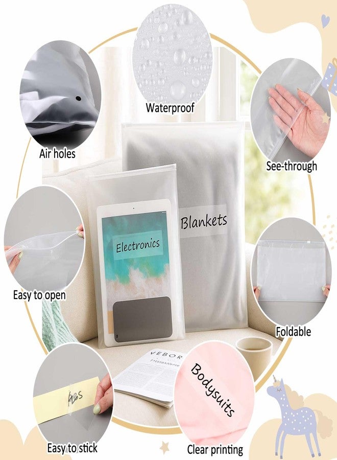 Honoson 30 Pcs Hospital Bags for Labor and Delivery with Stickers Resealable Hospital Essentials Organizing Pouches Frosted Zipper Plastic Mommy Maternity Bag for Newborn First Time Baby Shower - Image 4