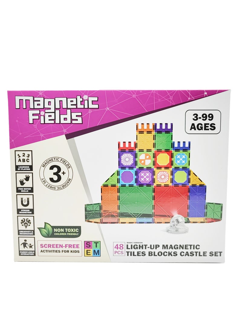 Magnetic Fields-Light Magnetic Tiles Blocks Castle set- 48 Pcs - pzsku/ZDE31E6716BABAE3077B9Z/45/_/1739529592/51d071b3-cf7e-48df-a742-418e61a14336