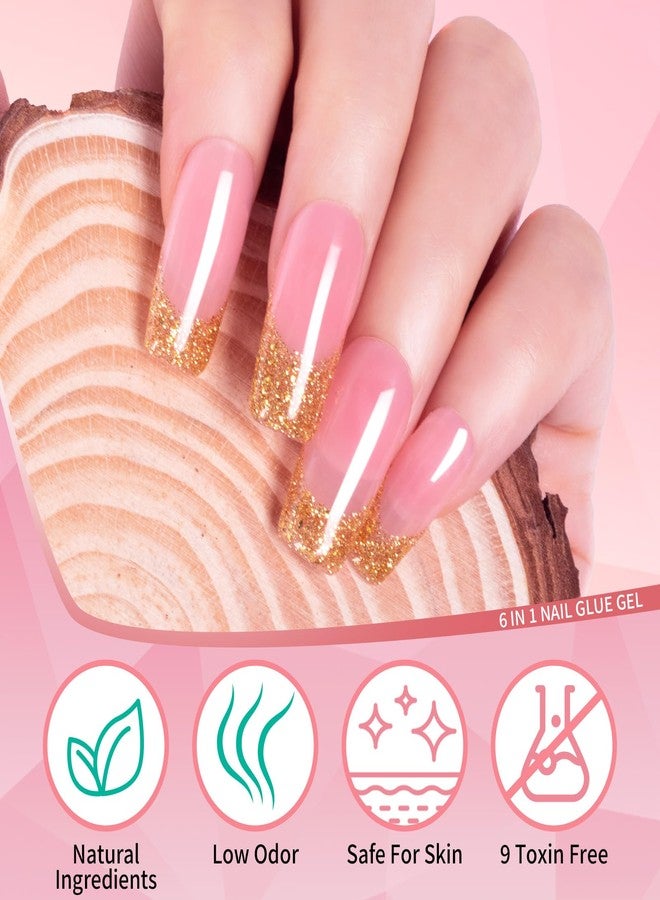 Clara Colors 2PCS 15ml Gel Nail Glue, 6 in 1 Nail Glue Gel for Acrylic Nails, Press on Nails, Super Strong UV Gel Glue for Nail Extensions/Nail Glue/Base Gel/Bloom Gel/Adhesive Bond/Strengthen Gel - Image 4