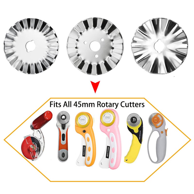 KAMSANG 45mm Pinking Rotary Cutter Blades, Wavy Replacement Blades, Pinking Rotary Blades Refill 45mm,Fits Fiskars,OLFA,Fabric Cutting Blades Refill for Quilting Scrapbooking Sewing Arts &Crafts, 5-Pack - Image 3