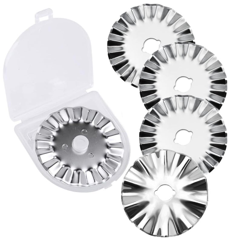 KAMSANG 45mm Pinking Rotary Cutter Blades, Wavy Replacement Blades, Pinking Rotary Blades Refill 45mm,Fits Fiskars,OLFA,Fabric Cutting Blades Refill for Quilting Scrapbooking Sewing Arts &Crafts, 5-Pack - Image 1
