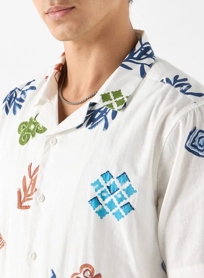 Lee Cooper Lee Cooper Relaxed Fit Printed Short Sleeves Shirt with Stitch Detail