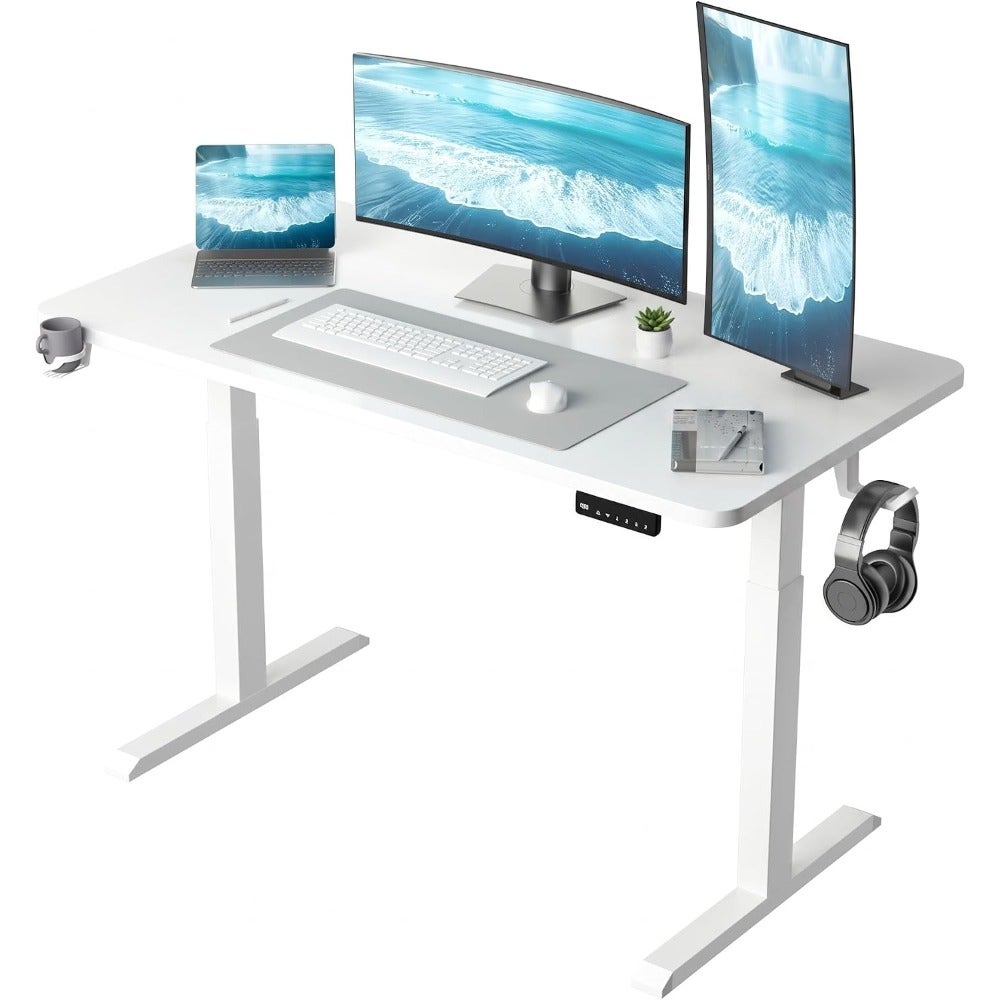 Electric Height Adjustable Standing Desk Memory Preset Sit Stand Up Desk Home Office Whole Pcs Desktop Computer Desk Metal Frame