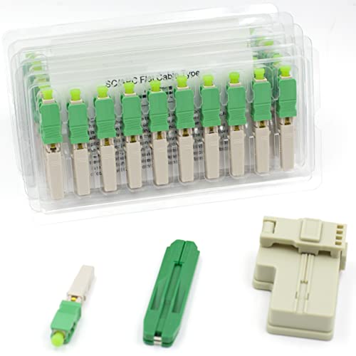 RETT FQC 20pcs SC APC Fiber Optic Quick Connector with Matched Tools Automatic Switch Type Fiber Optic Fast Connectors Single Mode Mechanical Connectors Adapter for 2mm x 3mm Butterfly Fiber Cable - Image 1