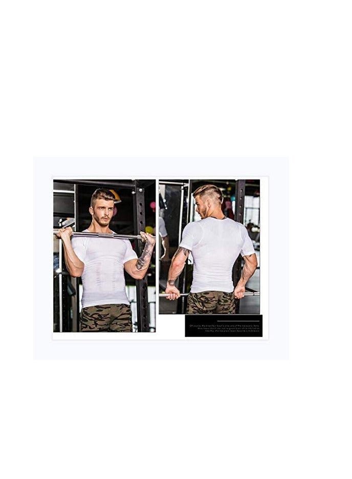 VIUAUAX Men's Compression Shirt Slimming Short Sleeve Baselayer Body Shaper Workout T-Shirt Cool Dry Shapewear Undershirt，Compression Shirt for Men Slimming Undershirt Body Shaper Tank top Shapewear Vest  - Image 4