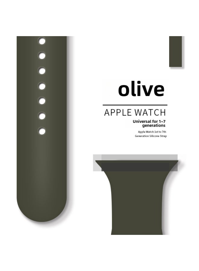 For Applewatch8 Apple S9 Silicone Strap Monochrome Iwatch Same Single Stud Snap Sport Wristband - Image 1