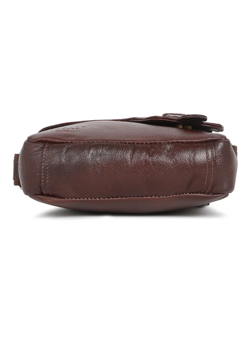 TEAKWOOD  Teakwood Genuine Leather Messenger Bag for Men | Cherry Brown Crossbody Sling Bag | Fits Tablet | Multi-Compartment | Adjustable Shoulder Strap | Lightweight Durable Design | Ideal for Office, Travel & Daily Use for Men | Best Price UAE