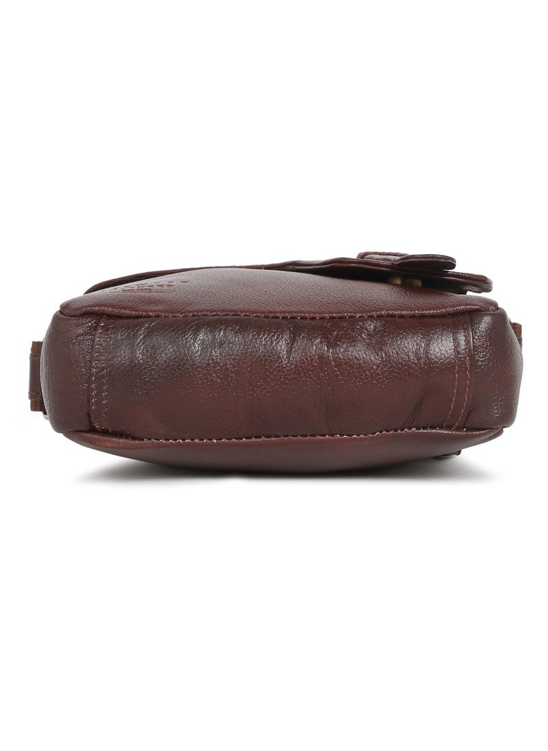 TEAKWOOD - Real Genuine Leather Messenger Crossbody Bag Brown - Image 1