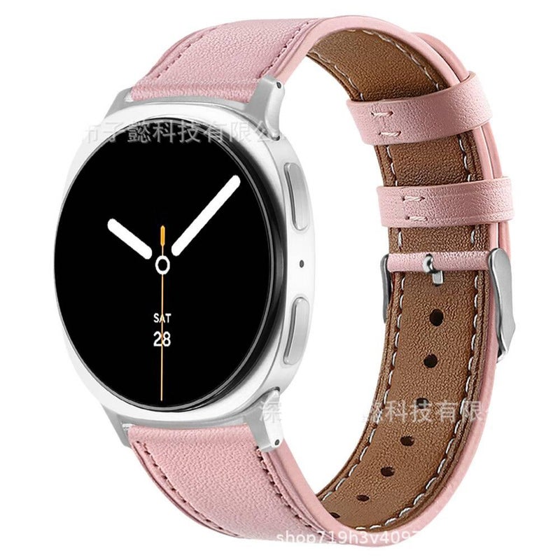 Adjustable Leather Classic Strap Smartwatch Band Compatible with Samsung Galaxy Watch 8 Classic with Fit Replacement Strap in White - Image 5