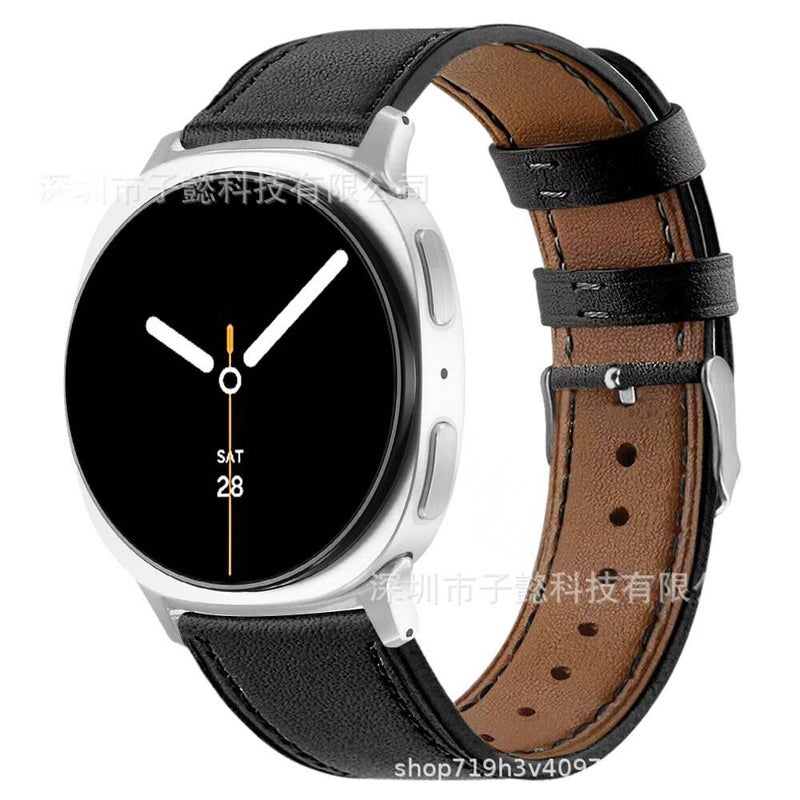 Adjustable Leather Classic Strap Smartwatch Band Compatible with Samsung Galaxy Watch 8 Classic with Fit Replacement Strap in White - Image 2