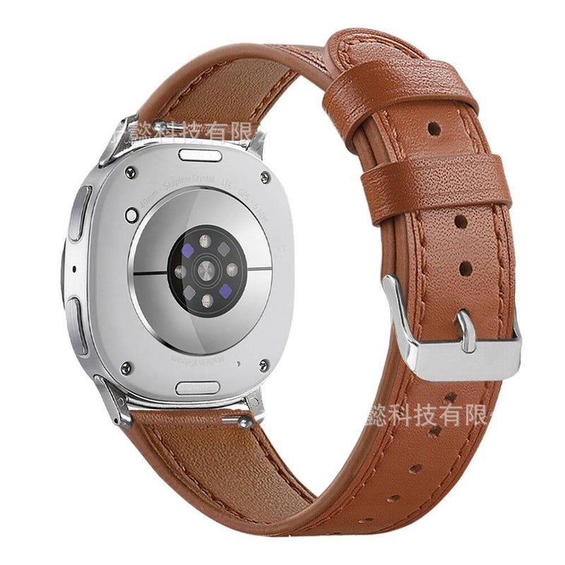 Adjustable Leather Classic Strap Smartwatch Band Compatible with Samsung Galaxy Watch 8 Classic with Fit Replacement Strap in White - Image 4