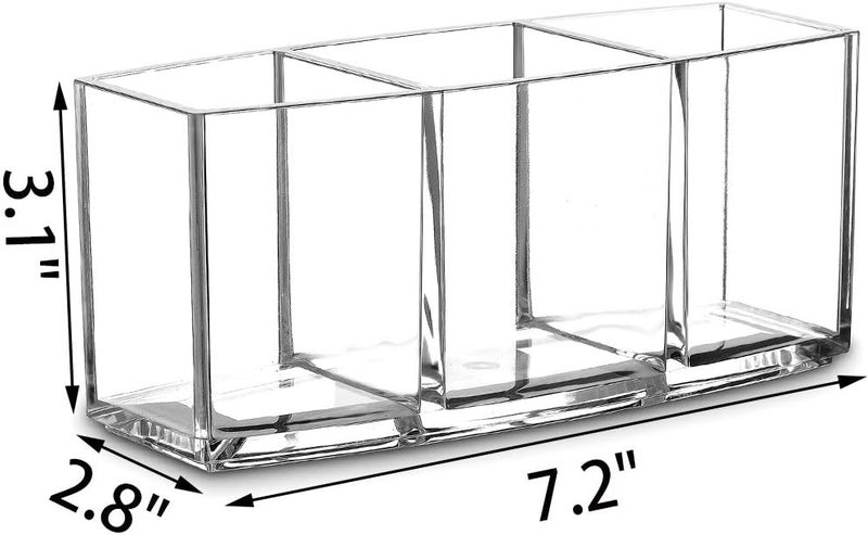 Watpot SHOWAY Acrylic Makeup Brush Organiser Eyeliners Display Holder Clear Cosmetic Storage with 3 Slots, Dreamsaling Amazon Store - Image 4