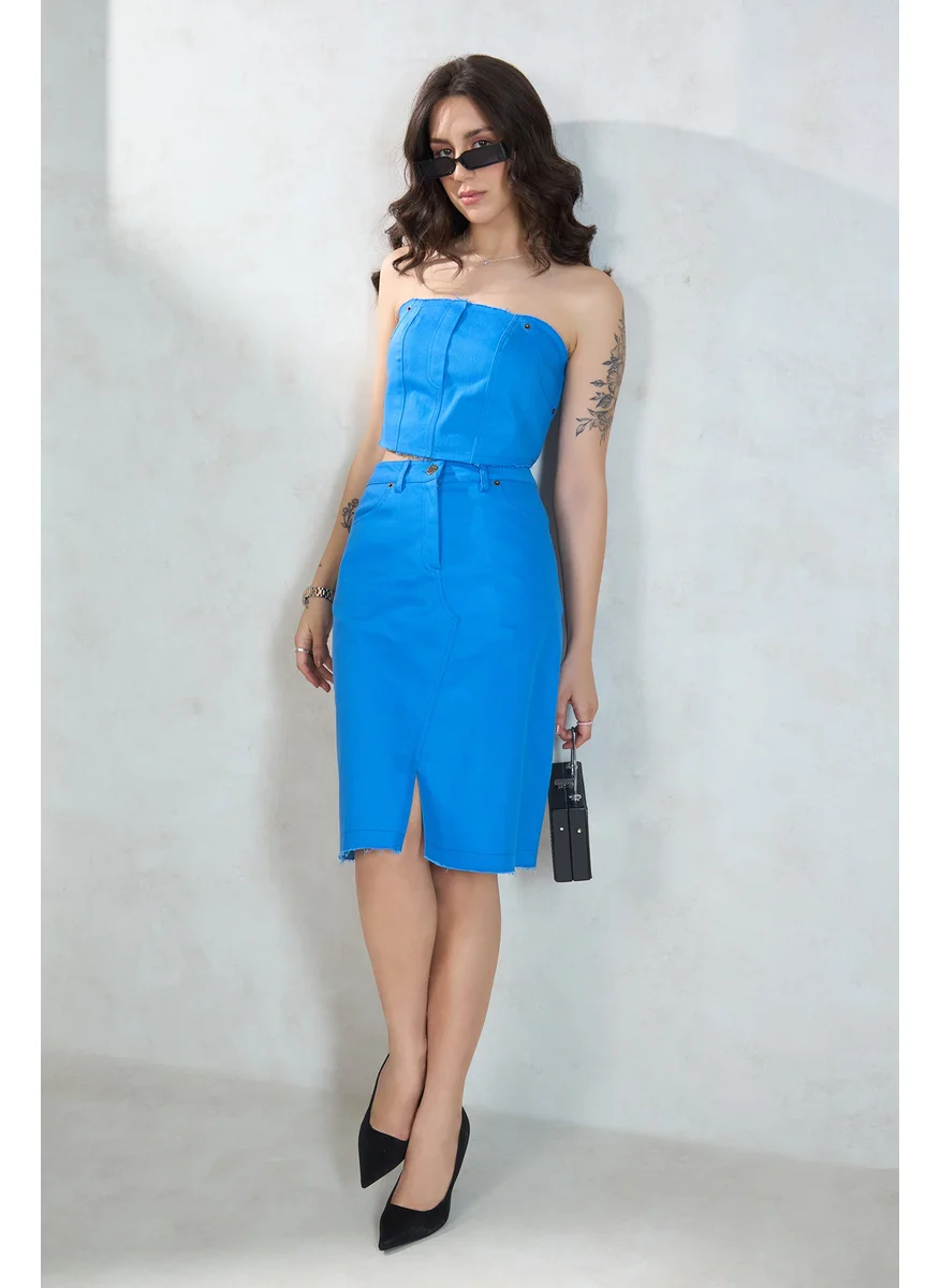 فيرجيو Virgio Women Cotton Knee Length Solid Skirt