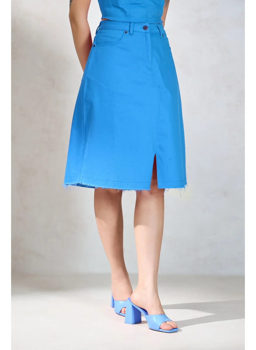 فيرجيو Virgio Women Cotton Knee Length Solid Skirt