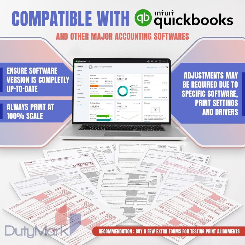 Dutymark 1099 MISC Forms 2025, 5 Part Set, Kit for 25 Vendors Complete Laser 1099 Tax Forms in Value Pack 1099 Misc 2025- NO ENVELOPES - Image 4
