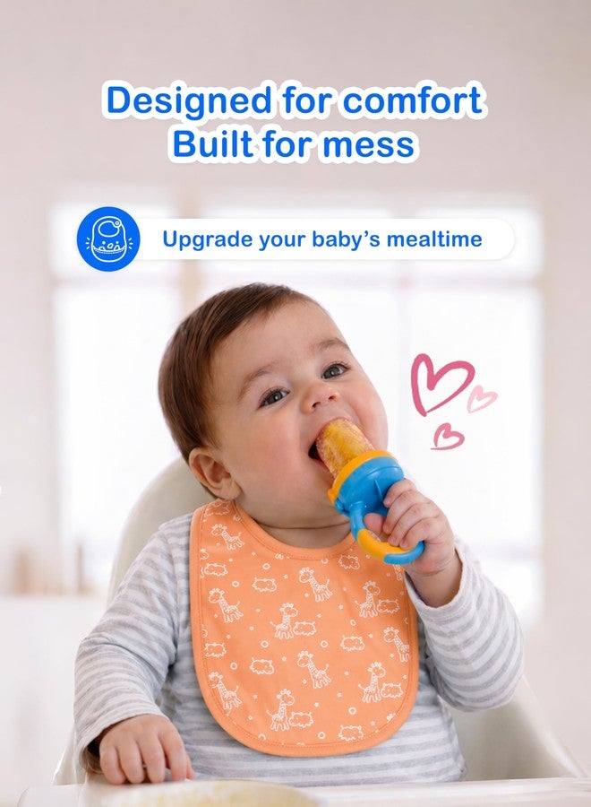 Kidbea Organic Cotton Baby Bib, Adjustable Snap Closure Soft Absorbent Feeding Bibs Apron for Newborns & Infants Child With Cute Prints | Reusable Baby Essential (Pack of 4) - Image 3
