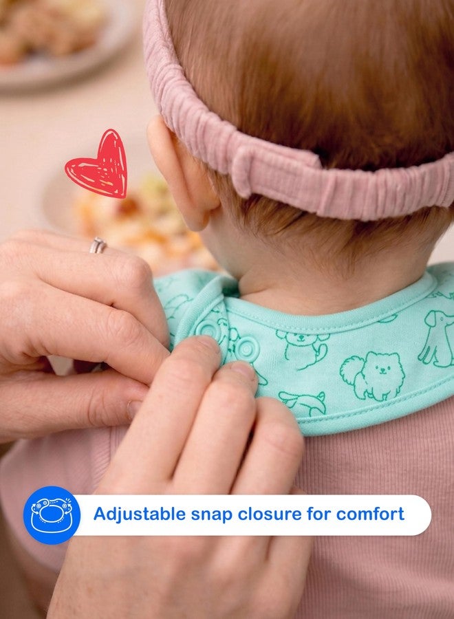 Kidbea Organic Cotton Baby Bib, Adjustable Snap Closure Soft Absorbent Feeding Bibs Apron for Newborns & Infants Child With Cute Prints | Reusable Baby Essential (Pack of 4) - Image 4