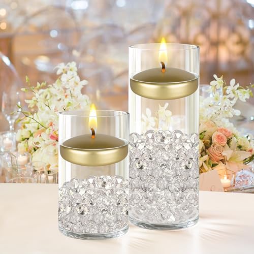 Mega Candles 4 pcs Unscented Gold Floating Candles, Hand Poured Wax Candle 3 Inch Diameter, Home Décor, Wedding Receptions, Centerpieces, Occasions, Events, Festivities, Meditations, Spas - Image 4
