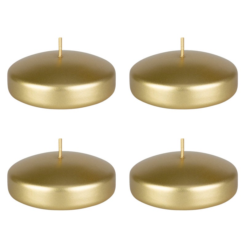 Mega Candles 4 pcs Unscented Gold Floating Candles, Hand Poured Wax Candle 3 Inch Diameter, Home Décor, Wedding Receptions, Centerpieces, Occasions, Events, Festivities, Meditations, Spas - Image 5