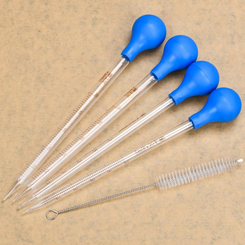HOAOH 4 Pieces Glass Pipette 10ml 5ml Glass Graduated Pipettes Dropper with Big Rubber Cap Dropping Lab Pipette Transfer for Liquid Essential Oil - Image 2