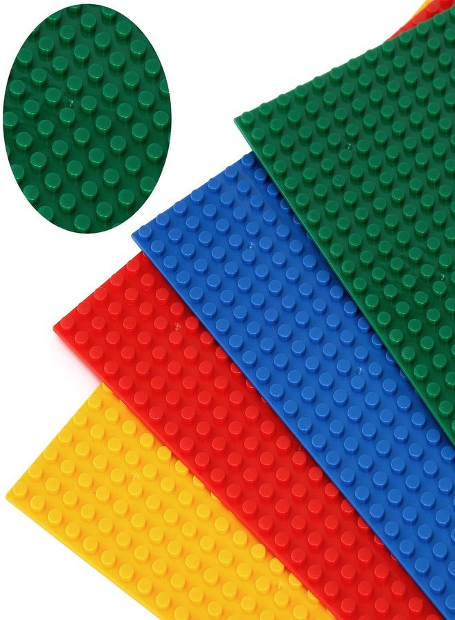 ZENFUN 4 Pack Baseplates Building Plates for Building Bricks, 10'' x 15''/25.5x38 CM, Classic Building Baseplates Compatible with Major Brick Brands, Green Blue Red Yellow - Image 5