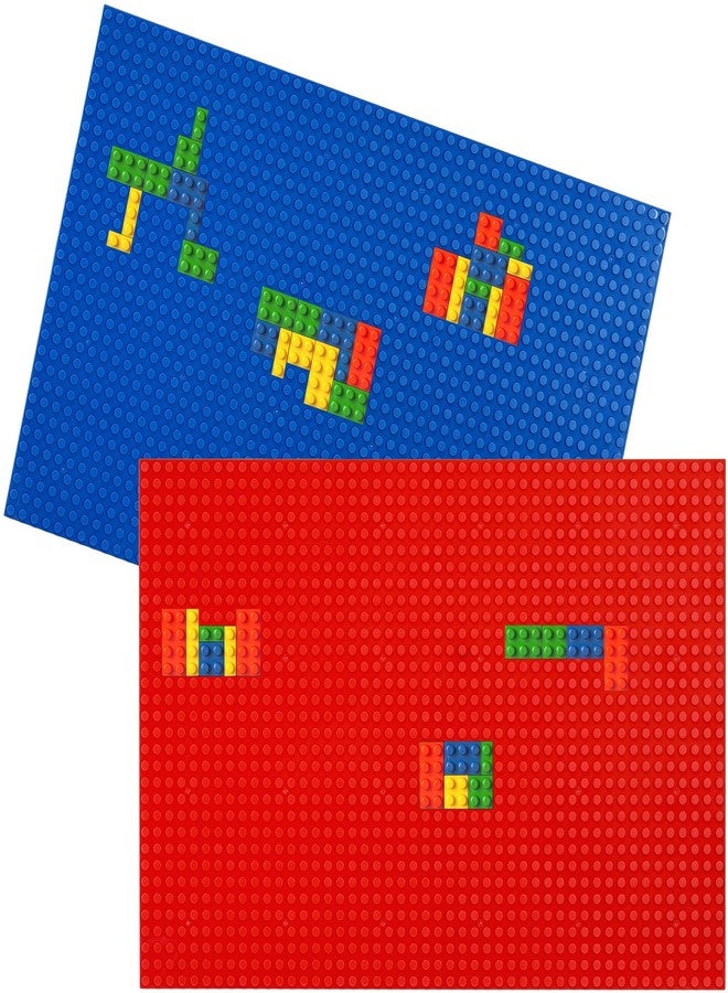 ZENFUN 4 Pack Baseplates Building Plates for Building Bricks, 10'' x 15''/25.5x38 CM, Classic Building Baseplates Compatible with Major Brick Brands, Green Blue Red Yellow - Image 3