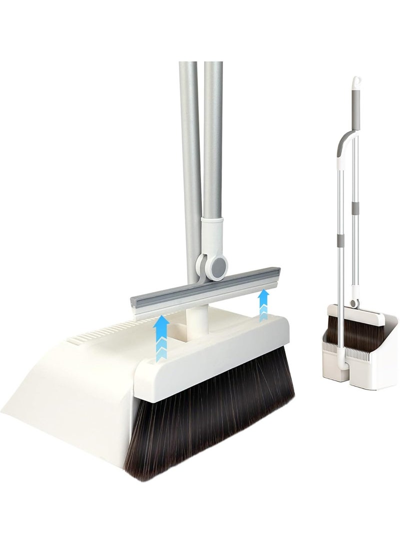 3-in-1 Magnetic Broom with Dustpan Combo Set, Broom and Dustpan Set with Silicone Broom, Upright Standing Dustpan Self-Cleaning Teeth for Home, Kitchen, Office, Hall Floor, Pet Hair - Image 2