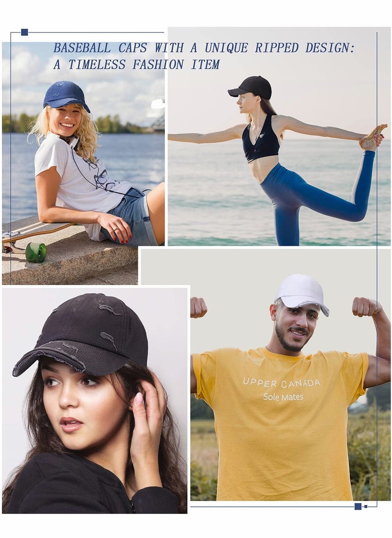 Generic Blue Vintage Distressed Hat Washed Baseball Cap Adjustable Cotton Dad Hat for Men Women - Image 5
