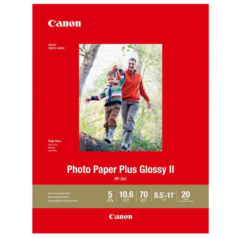 Canon 2 Pack PP-301 Photo Paper Plus Glossy II Inkjet Paper, 10.6 mil, 265 gsm, 8.5x11", 20 Sheet Pack - Image 4