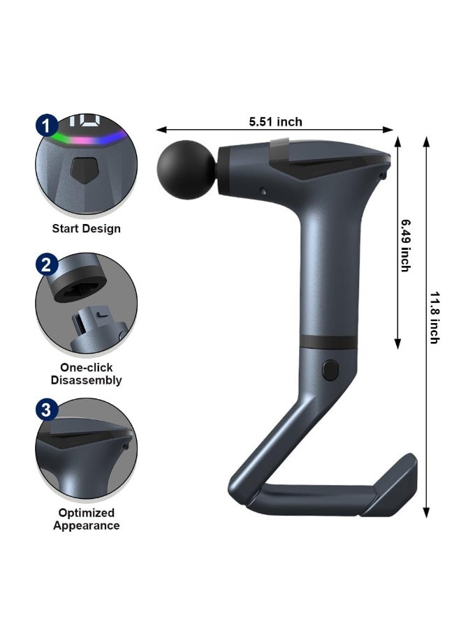 BlueFire Professional Cordless Deep Tissue Massage Gun - 1500mAh Rechargeable Percussion Therapy Gun for Full Body Pain Relief, Myofascial Release & Muscle Recovery for Athletes, Men & Women with Detachable Handle & Stretch Strap - Image 3