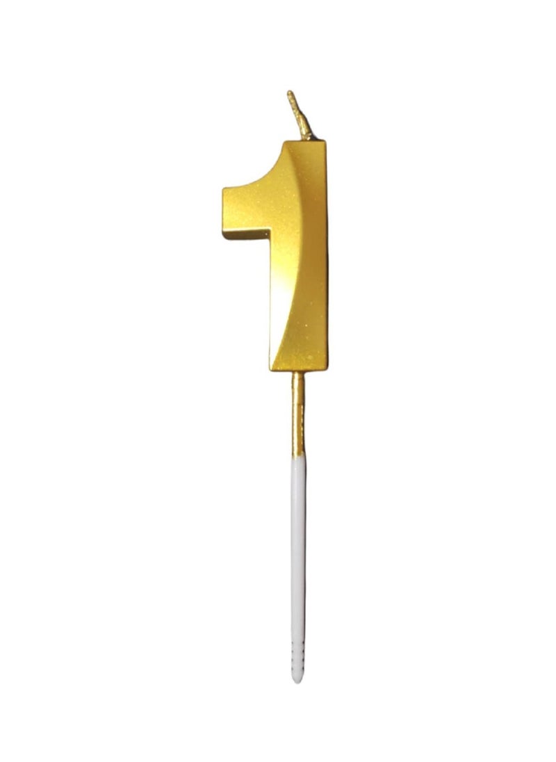 Generic Gold Number Candles For Happy Birthday Cake and Party Number 1  - Image 1