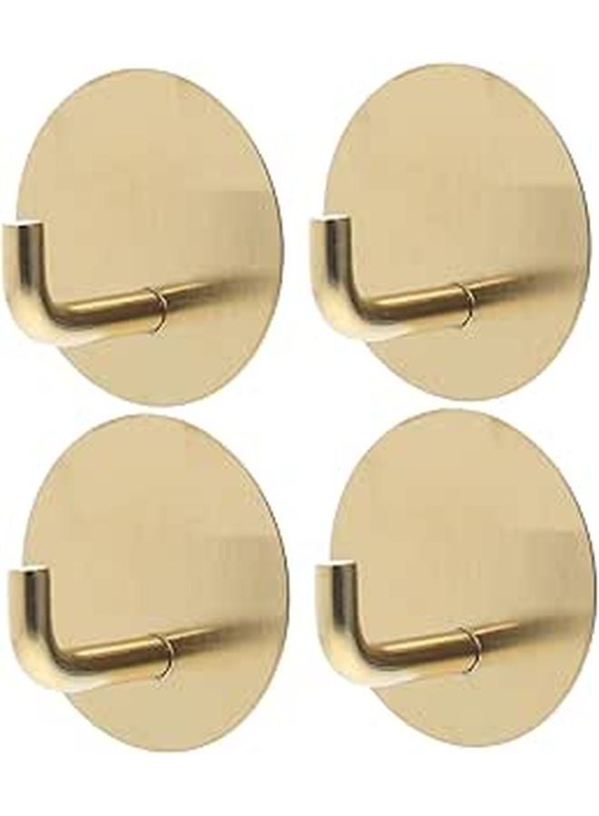 Stainless Steel Adhesive Hooks 4 Pack Heavy Duty No Drill Towel Coat Robe Holders - Image 1