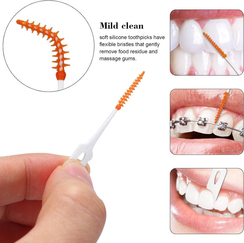 Street27 160 Pcs Interdental Manual Adult Brush Ultra Tight Bristles Tooth Flossing Head Oral Dental Hygiene Brush Tooth Pick Flosser Toothpick Sticks (Green, 160Pcs) - Image 3