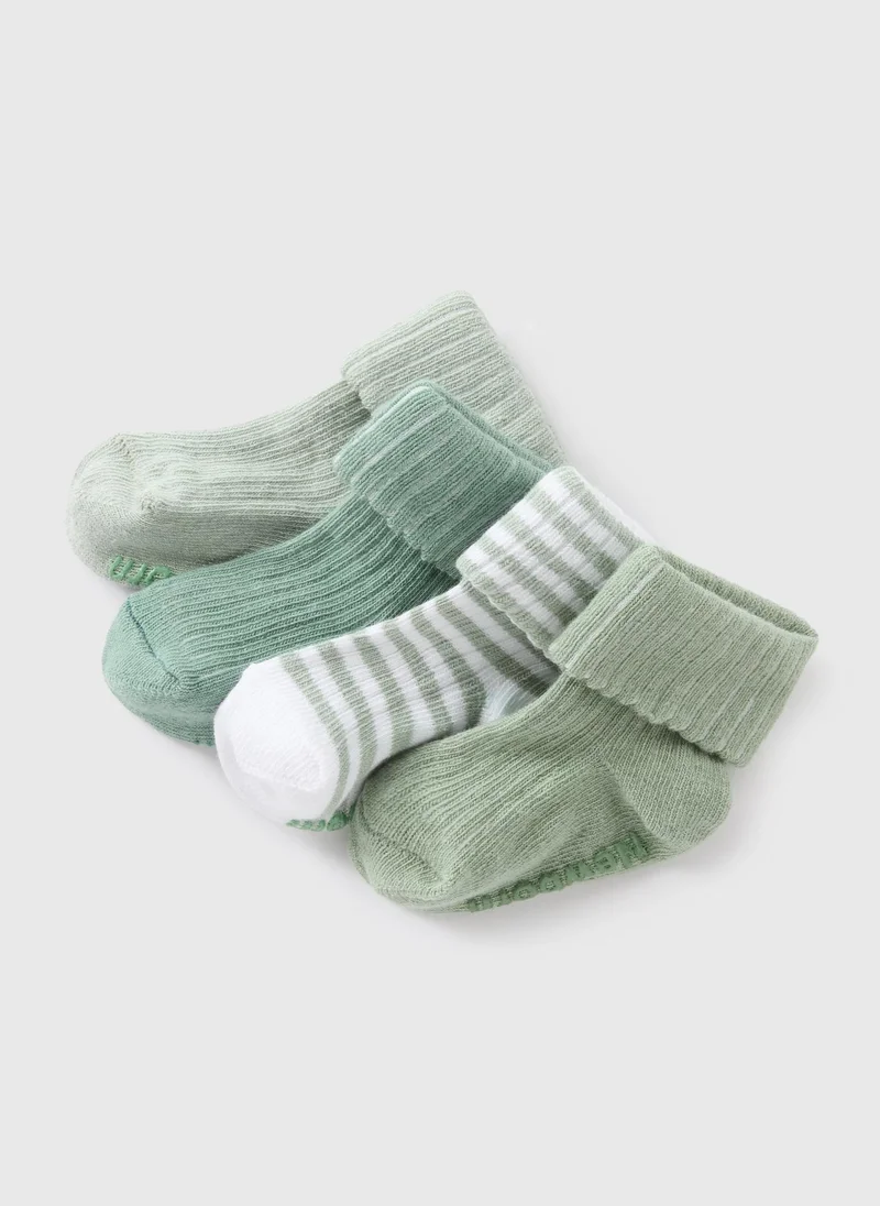 Matalan 4 Pack Baby Sage Ribbed Socks