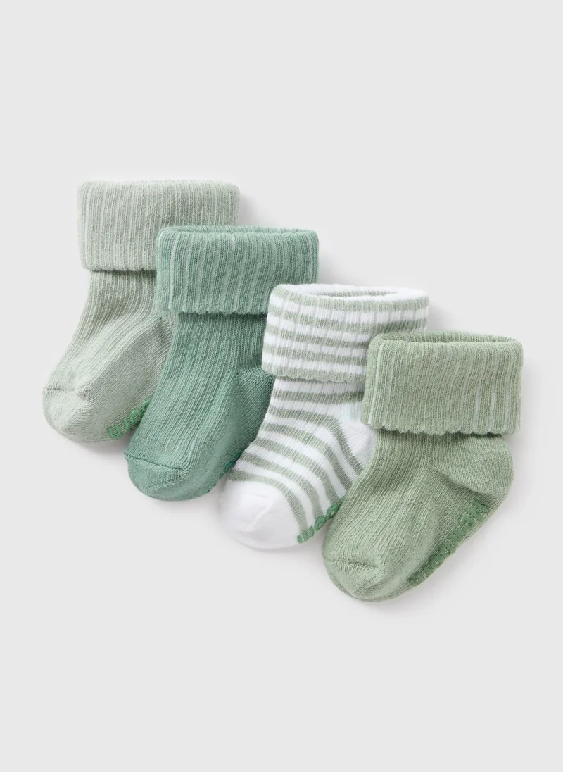 Matalan 4 Pack Baby Sage Ribbed Socks