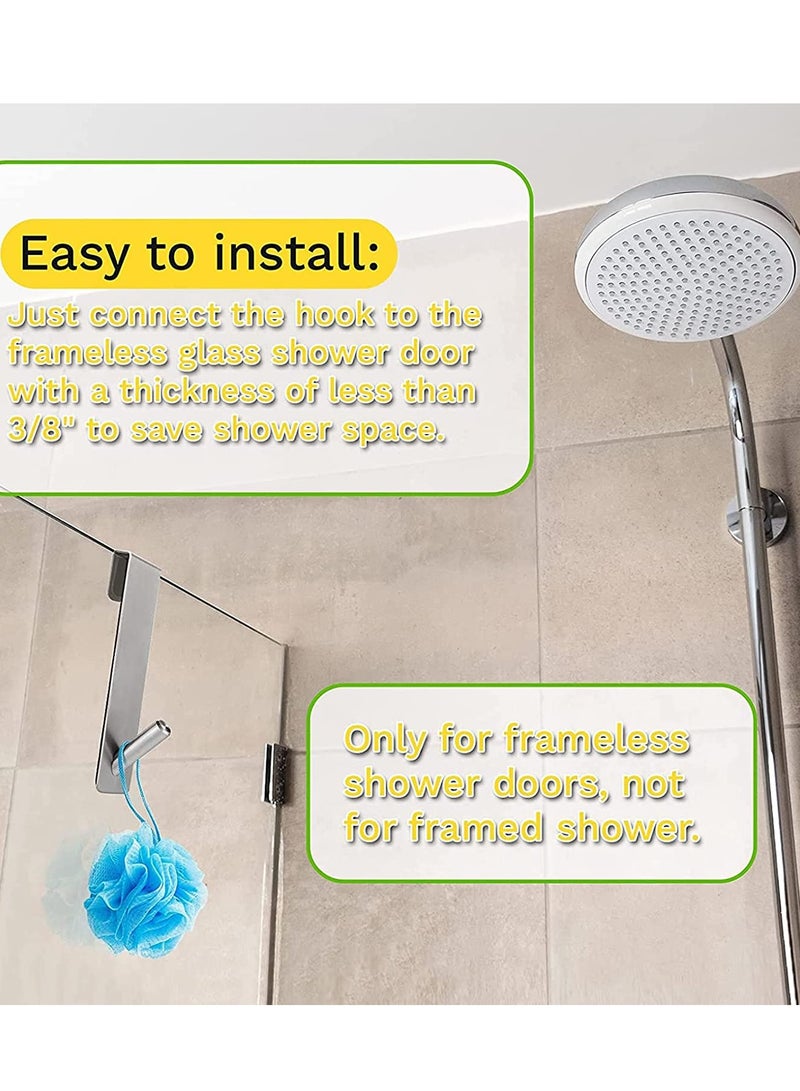 Barakah Shower Door Hooks Shower Towel Hangers Over Glass Door Shower Towel Rack Stainless Steel Towel Holder Towel Hanger Hooks for Bathroom Frameless Glass Shower Decor 3 Pieces 5.1 Inches (Silver) - Image 4