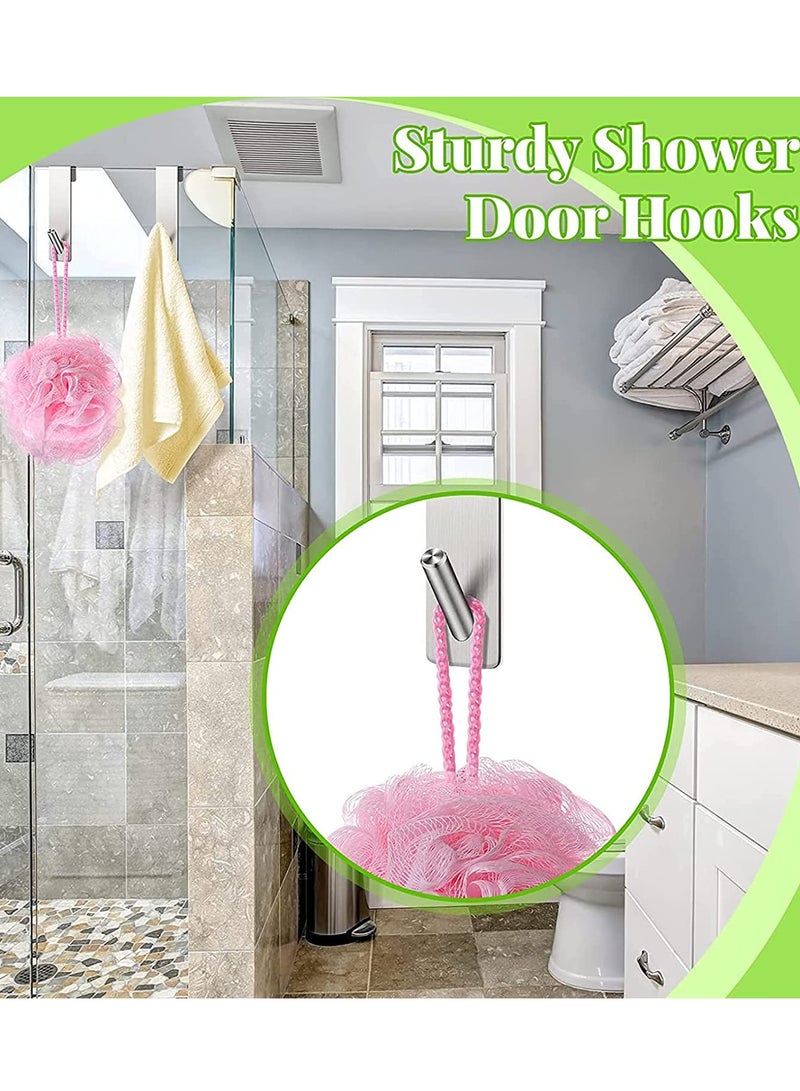 Barakah Shower Door Hooks Shower Towel Hangers Over Glass Door Shower Towel Rack Stainless Steel Towel Holder Towel Hanger Hooks for Bathroom Frameless Glass Shower Decor 3 Pieces 5.1 Inches (Silver) - Image 5
