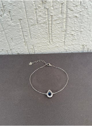 Sapphire Blue Teardrop Halo
